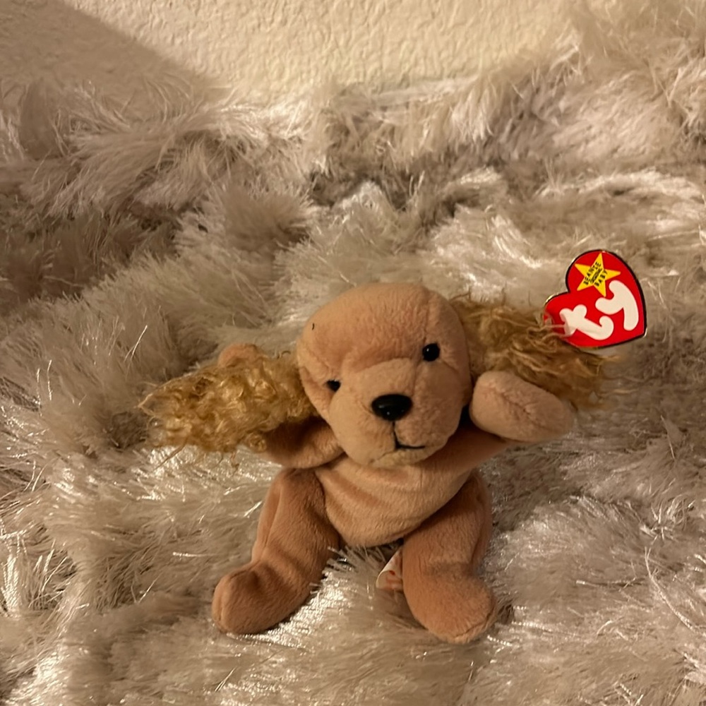 TY VINTAGE NWT BEANIE BABY NAMED SPUNKY BORN JAN 14,1997